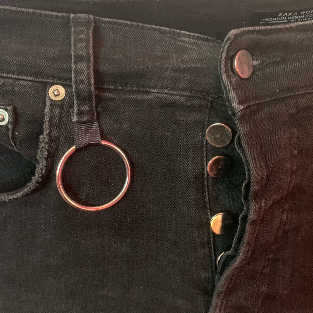 Zara black cropped jeans with zipper details - Picture 5 of 8